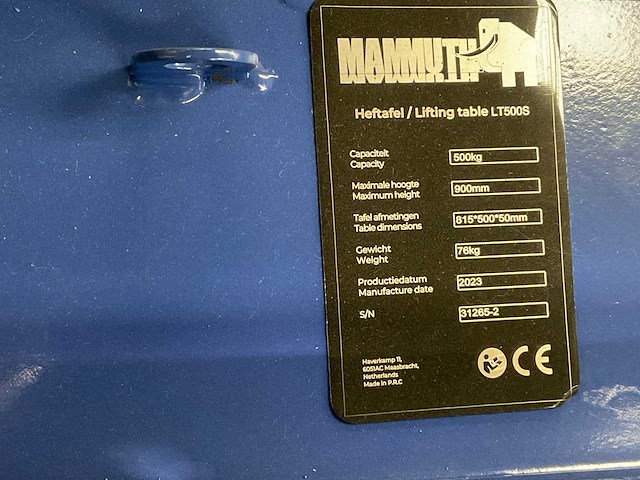 2023 mammuth lt500s heftafel - afbeelding 3 van  3