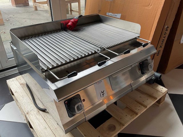 2023 metos d74/10tsgem dubbele elektrische lavasteen-/steencontactgrill - afbeelding 3 van  7