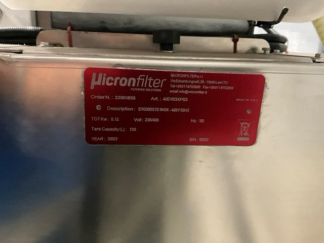 2023 micronfilter ev0300std filter machine - afbeelding 5 van  5