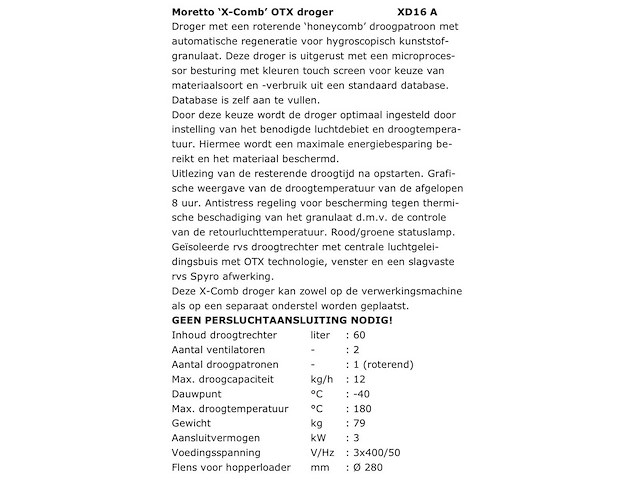 2023 moretto xd16a comb dryer droger - afbeelding 12 van  20