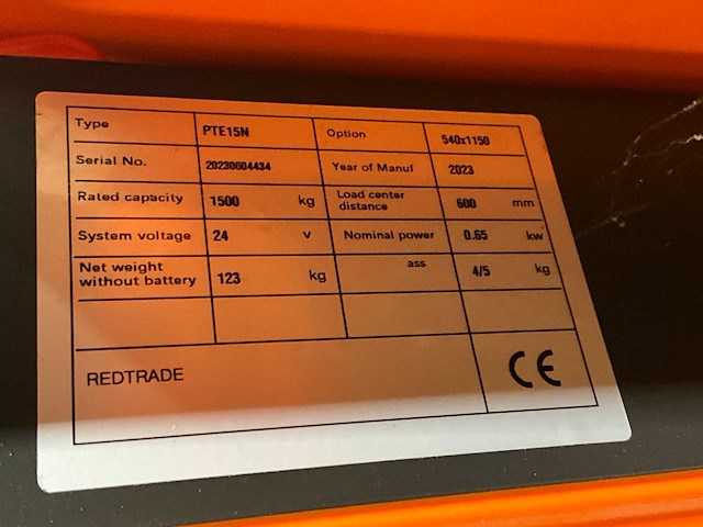 2023 noblelift pte15n elektrische palletwagen - afbeelding 5 van  13