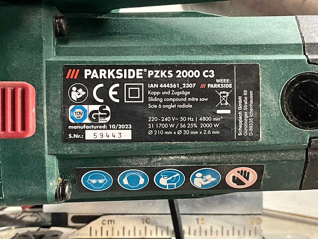 2023 parkside pzks 2000 c3 afkortcirkelzaagmachine - afbeelding 2 van  2