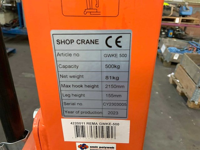 2023 rema gwke 500 werkplaatskraan - afbeelding 3 van  3