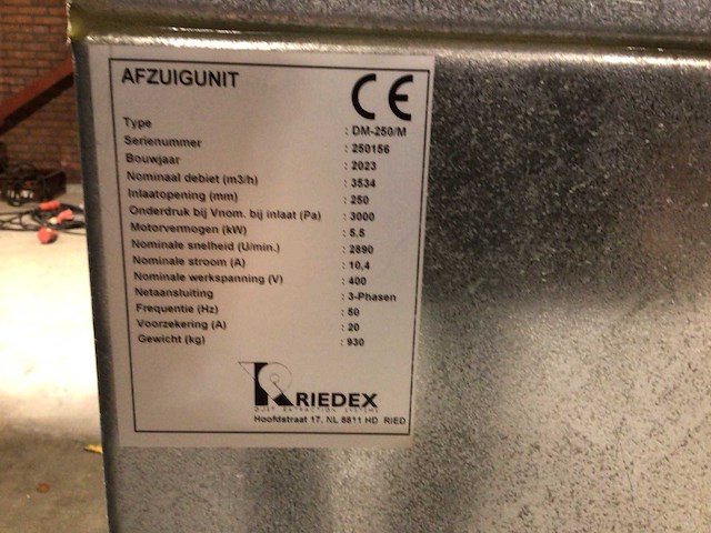 2023 riedex dm250/m filter afzuiginstallatie - afbeelding 8 van  8