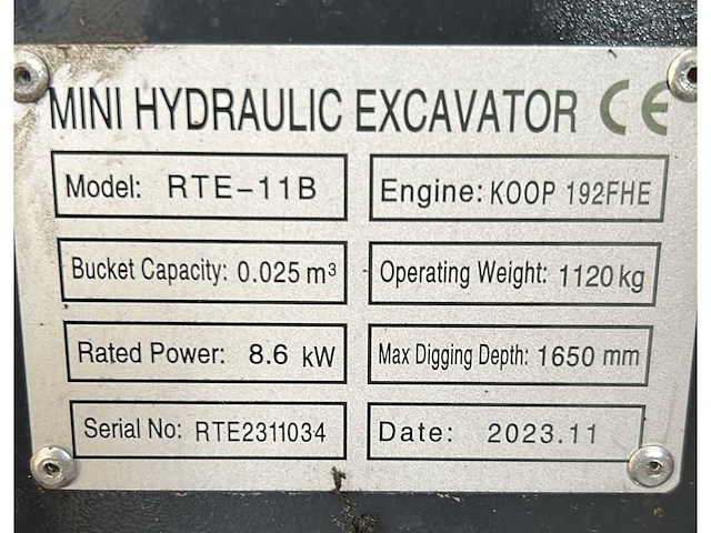 2023 rte 11b minigraafmachine - afbeelding 6 van  6