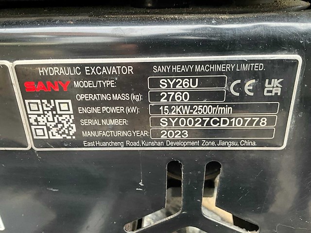 2023 sany sy26u minigraafmachine - afbeelding 17 van  24