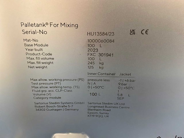 2023 sartorius palletank mobiel mengsysteem - afbeelding 6 van  6
