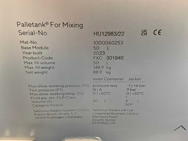 2023 sartorius palletank mobiel mengsysteem - afbeelding 6 van  6