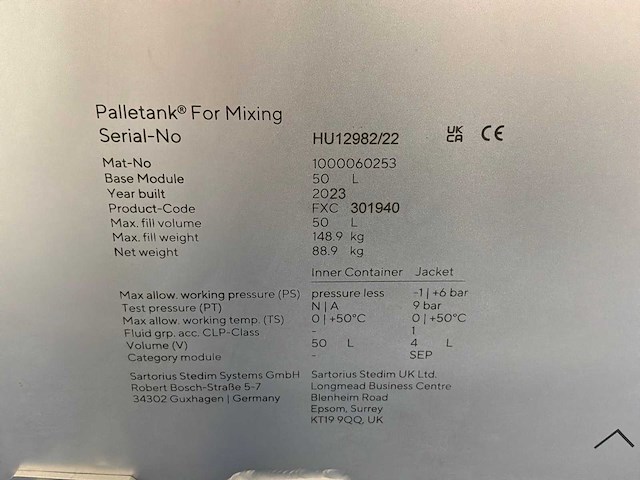 2023 sartorius palletank + pro mixer drive unit mobiel mengsysteem - afbeelding 3 van  11