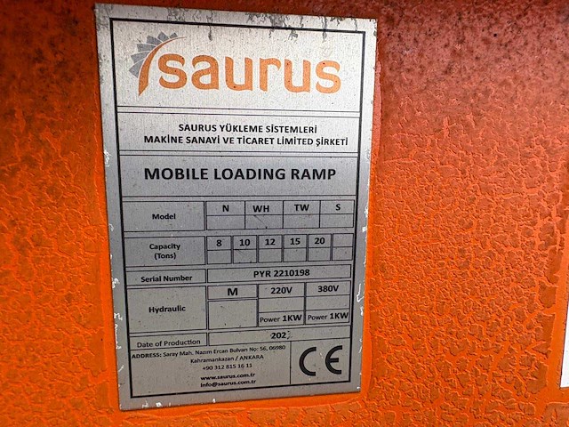 2023 saurus pyr-wh 10.000kg mobiele laadbrug - afbeelding 3 van  6
