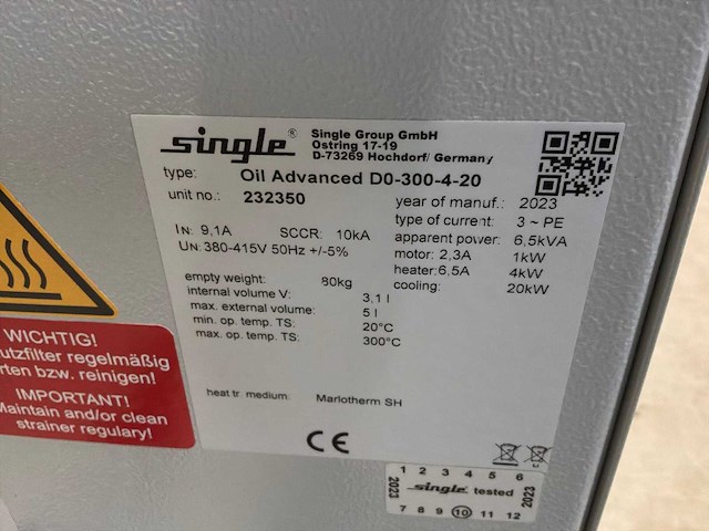 2023 single oil geavanceerde d0-300 temperatuurregelingsunit - afbeelding 7 van  7