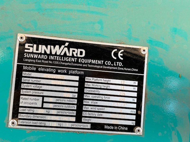 2023 sunward swsl1412dc hoogwerker - afbeelding 15 van  16