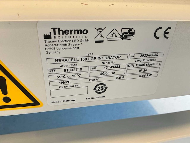 2023 thermowetenschappelijk heracell 150i gp laboratorium co2-incubator (2x) - afbeelding 7 van  9