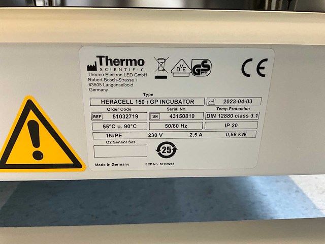 2023 thermowetenschappelijke heracell 150i gp laboratorium co2-incubator (4x) - afbeelding 11 van  12