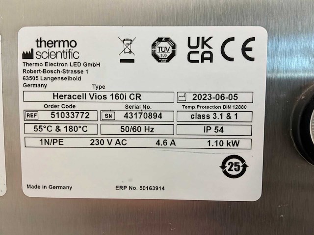 2023 thermowetenschappelijke heracell vios 160i cr laboratorium co2-incubator (2x) - afbeelding 2 van  8