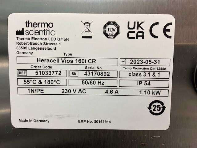 2023 thermowetenschappelijke heracell vios 160i cr laboratorium co2-incubator (2x) - afbeelding 8 van  8