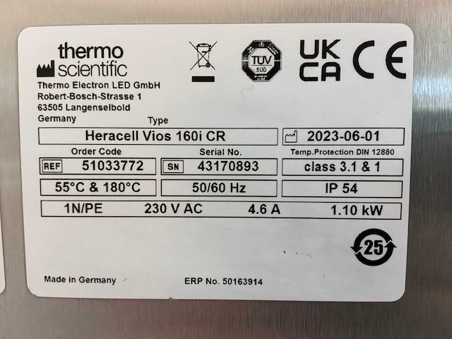 2023 thermowetenschappelijke heracell vios 160i cr laboratorium co2-incubator (2x) - afbeelding 5 van  5