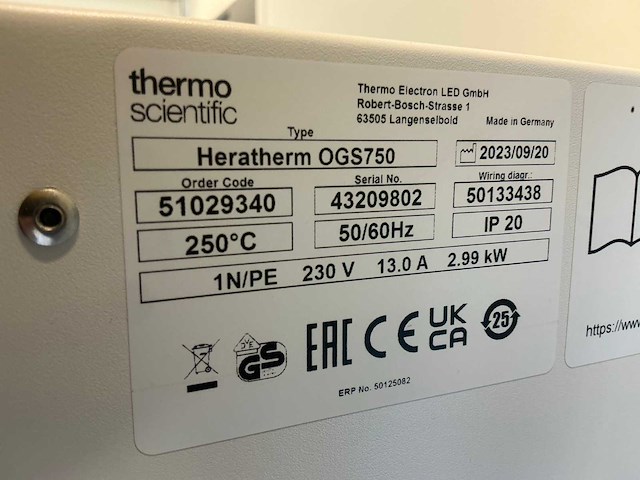 2023 thermowetenschappelijke heratherm ogs750 laboratoriumoven - afbeelding 4 van  8