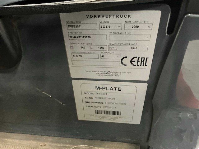 2023 toyota 8fbe20t elektrische vorkheftruck - afbeelding 18 van  25