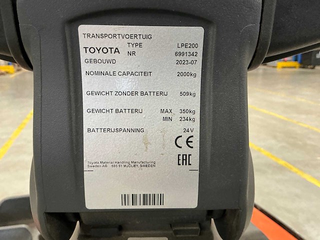 2023 toyota lpe200 meerijpallettruck - afbeelding 4 van  13