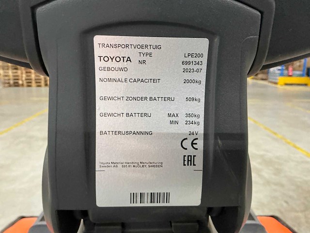 2023 toyota lpe200 meerijpallettruck - afbeelding 5 van  14