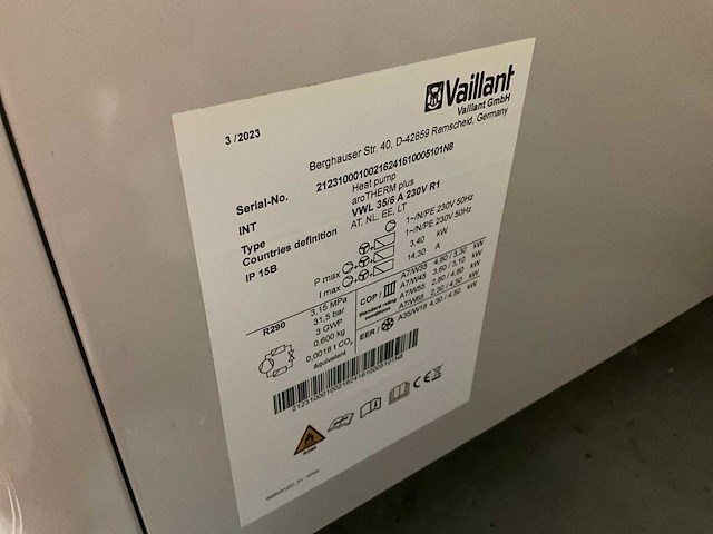 2023 vaillant vwl 35/6 monoblock lucht-water warmtepomp - afbeelding 4 van  8
