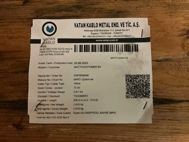2023 vatan kablo ymvk stroomkabel - afbeelding 3 van  4