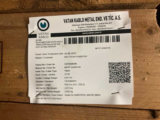 2023 vatan kablo ymvk stroomkabel - afbeelding 3 van  4