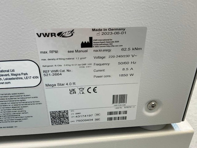 2023 vwr mega star 4.0r centrifuge - afbeelding 5 van  9