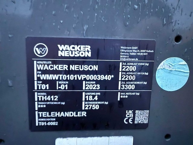 2023 wacker neuson th412 telelader - verreiker - afbeelding 14 van  21