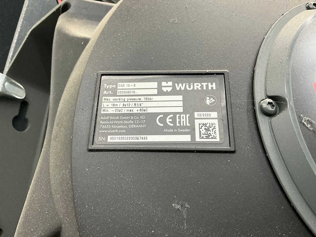 2023 würth dsa 18-s luchtslanghaspel (4x) - afbeelding 4 van  8