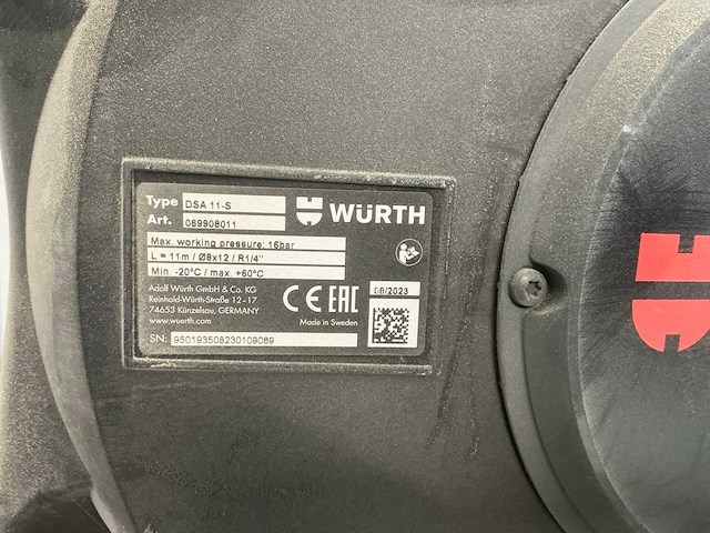 2023 wurth dsa11-s persluchtslanghaspel (2x) - afbeelding 7 van  7