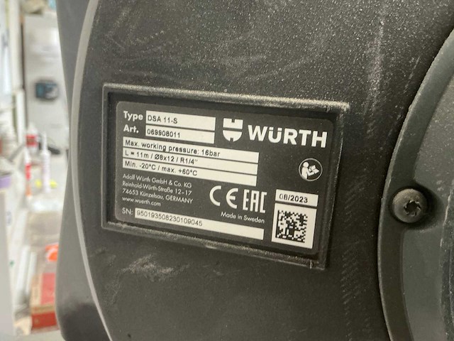 2023 wurth dsa11-s persluchtslanghaspel (3x) - afbeelding 3 van  6
