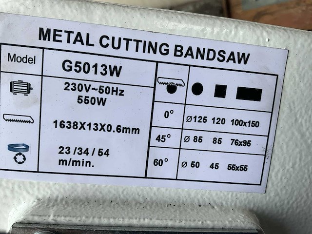 2024 - g5013w - bandzaagmachine - afbeelding 10 van  23