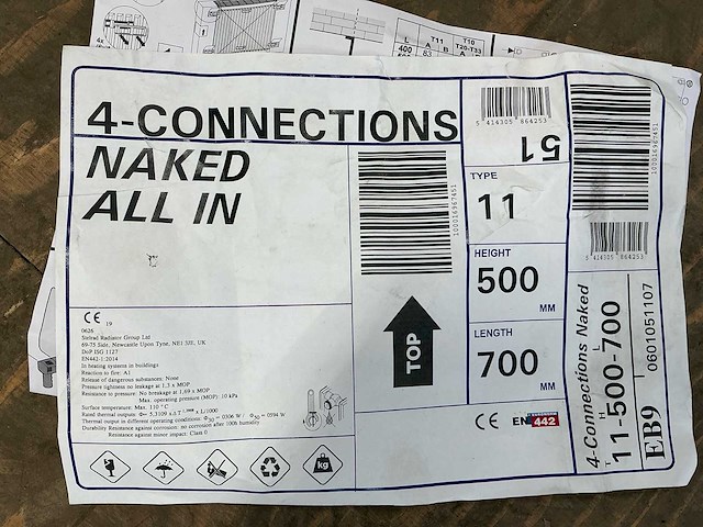 2024 4-connections naked 11 radiator 500x700mm (20x) - afbeelding 4 van  4
