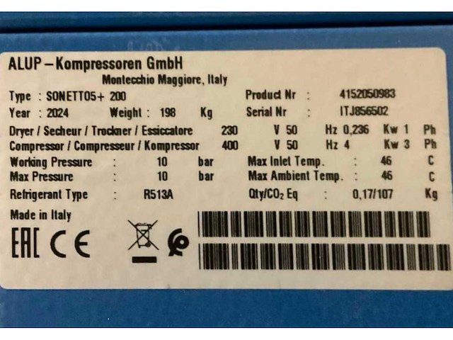 2024 alup sonetto 5 + 200 schroefcompressor - afbeelding 7 van  7