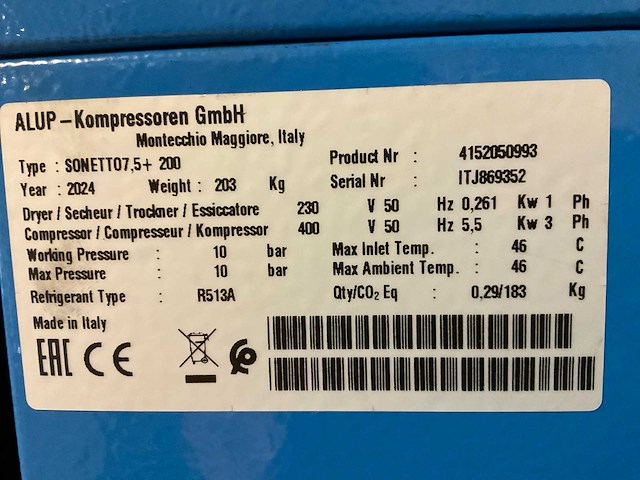 2024 alup sonetto7,5 + 200 schroefcompressor - afbeelding 2 van  10