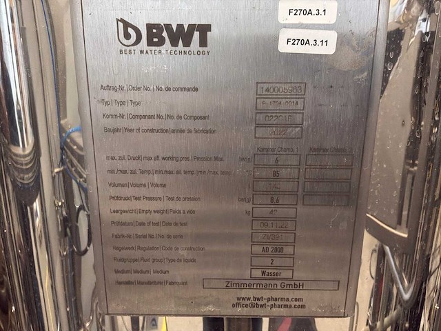 2024 bwt osmotron pro 1600 pw-2s ultra pure farmaceutisch watersysteem - afbeelding 15 van  15