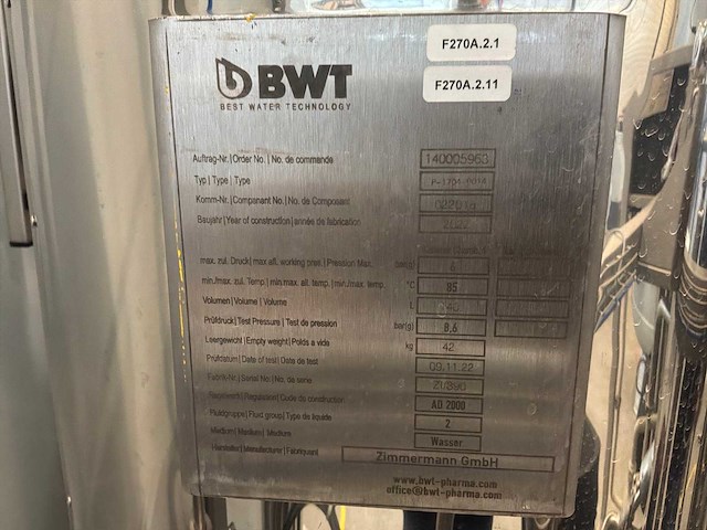 2024 bwt osmotron pro 1600 pw-2s ultra pure farmaceutisch watersysteem - afbeelding 18 van  20