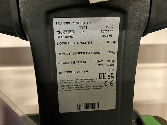 2024 cesab p320 elektrische meerij palletwagen “ongebruikt” - afbeelding 13 van  20