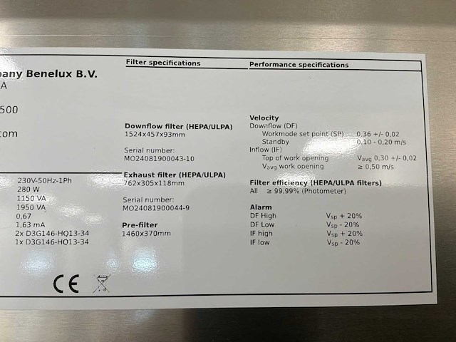 2024 clean air door baker biovanguard 5 laminaire stroomkast - afbeelding 1 van  1