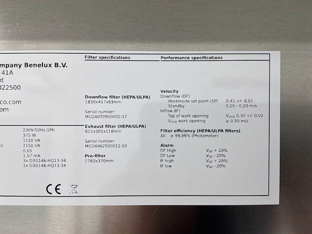 2024 clean air door baker biovanguard 6 laminaire flow cabinet - afbeelding 7 van  7