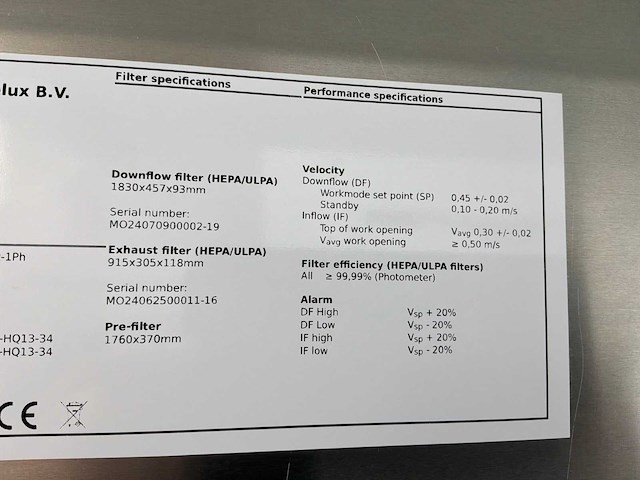 2024 clean air door baker biovanguard 6 laminaire flow cabinet - afbeelding 6 van  7