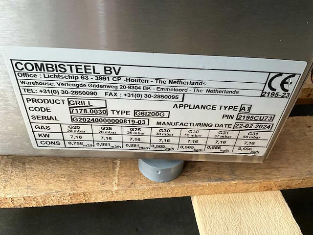 2024 combisteel g61200g gasbakplaat / grill - afbeelding 9 van  9