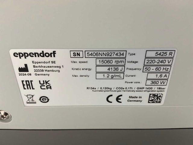 2024 eppendorf 5425 r laboratorium micro centrifuge - afbeelding 5 van  5