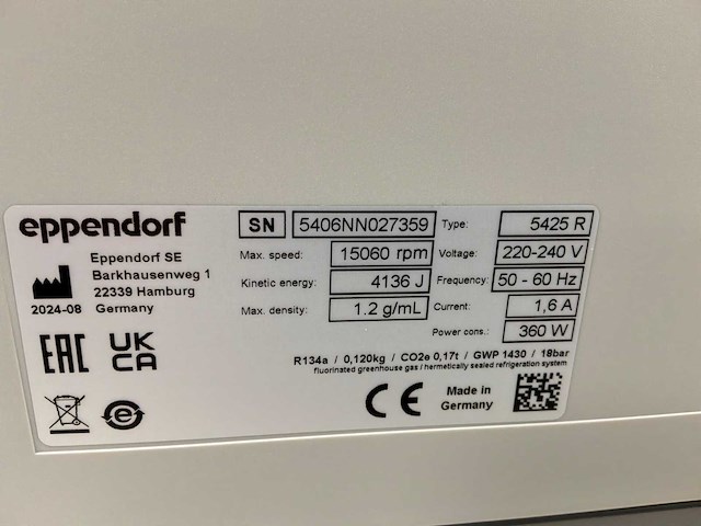 2024 eppendorf 5425 r laboratorium micro centrifuge - afbeelding 5 van  5