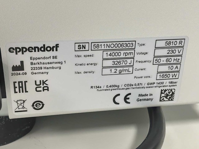 2024 eppendorf 5810 r hogesnelheids gekoeld laboratorium centrifuge - afbeelding 5 van  5
