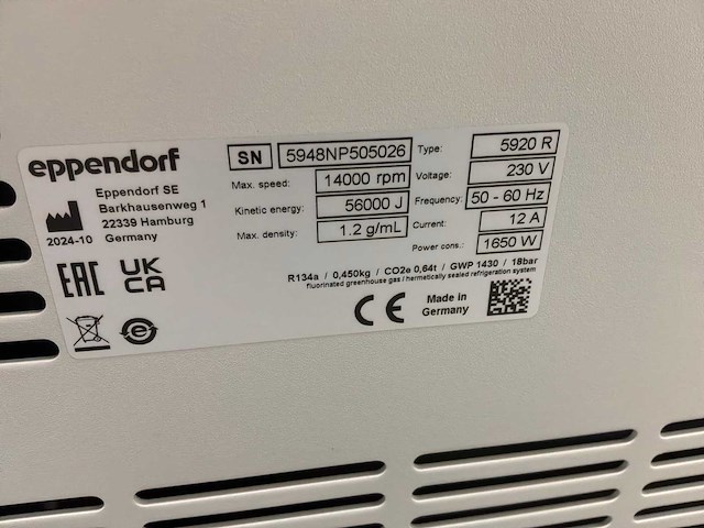 2024 eppendorf 5920r gekoeld laboratorium centrifuge - afbeelding 4 van  5