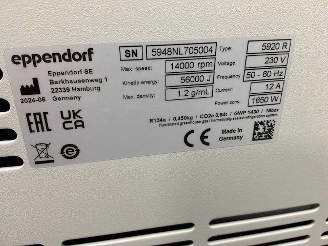 2024 eppendorf 5920r gekoeld laboratorium centrifuge - afbeelding 4 van  4