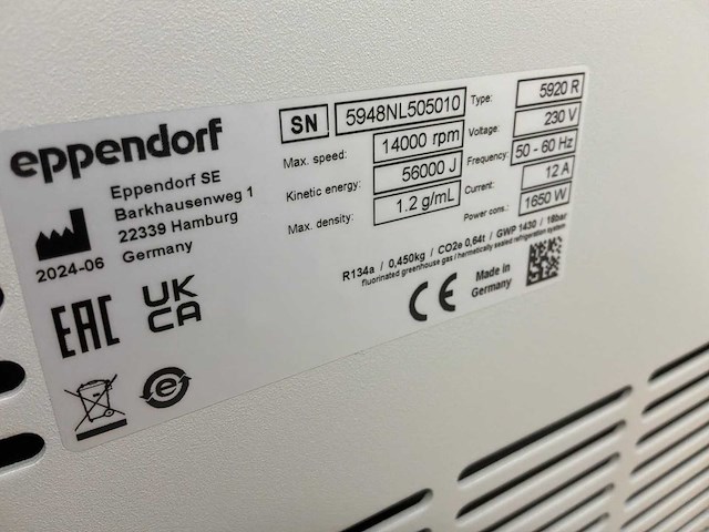 2024 eppendorf 5920r gekoeld laboratorium centrifuge - afbeelding 5 van  5